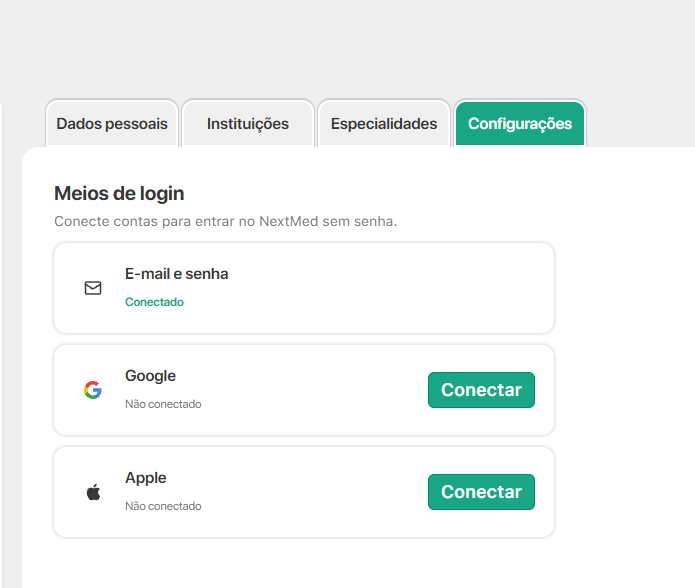 CONECTE SUA CONTA GOOGLE OU APPLE CONECTE SUA CONTA GOOGLE OU APPLE