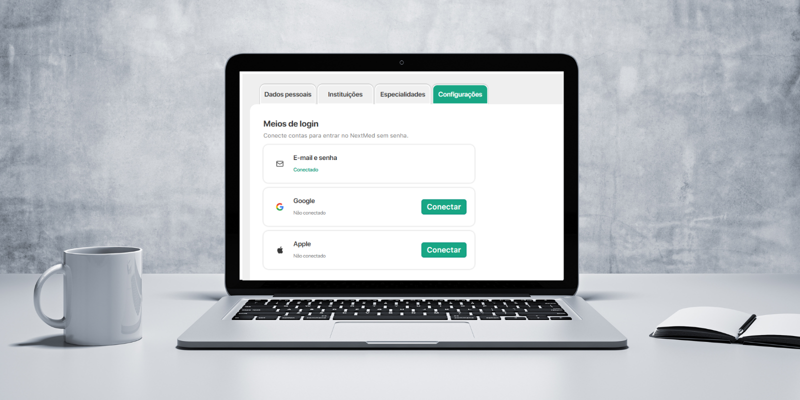 CONECTE SUA CONTA GOOGLE OU APPLE